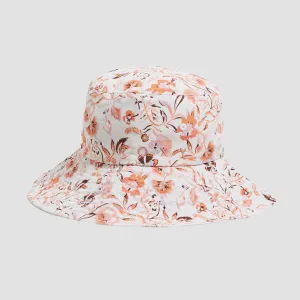 Roxy Sunset Kiss Lover In The Sun Bucket Hat Be Free Gypsy Floral Bright White - Womens