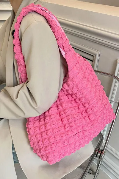 Ruched Polyester Large Handbag