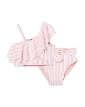 Ruffle Stripe 2-Piece Swimwear- Pink