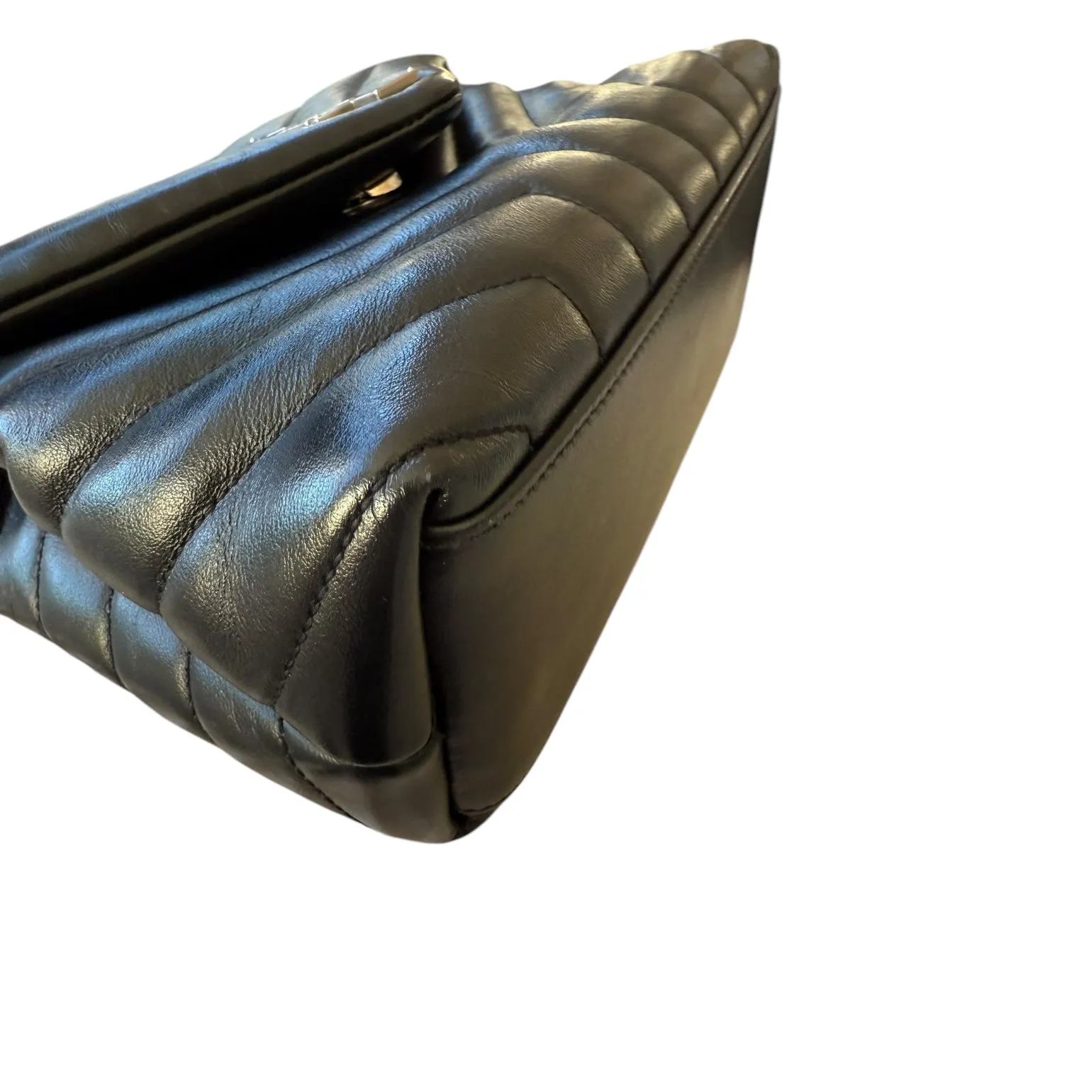 Saint Laurent Calfskin Quilted Monogram Small Loulou Chain Satchel Black