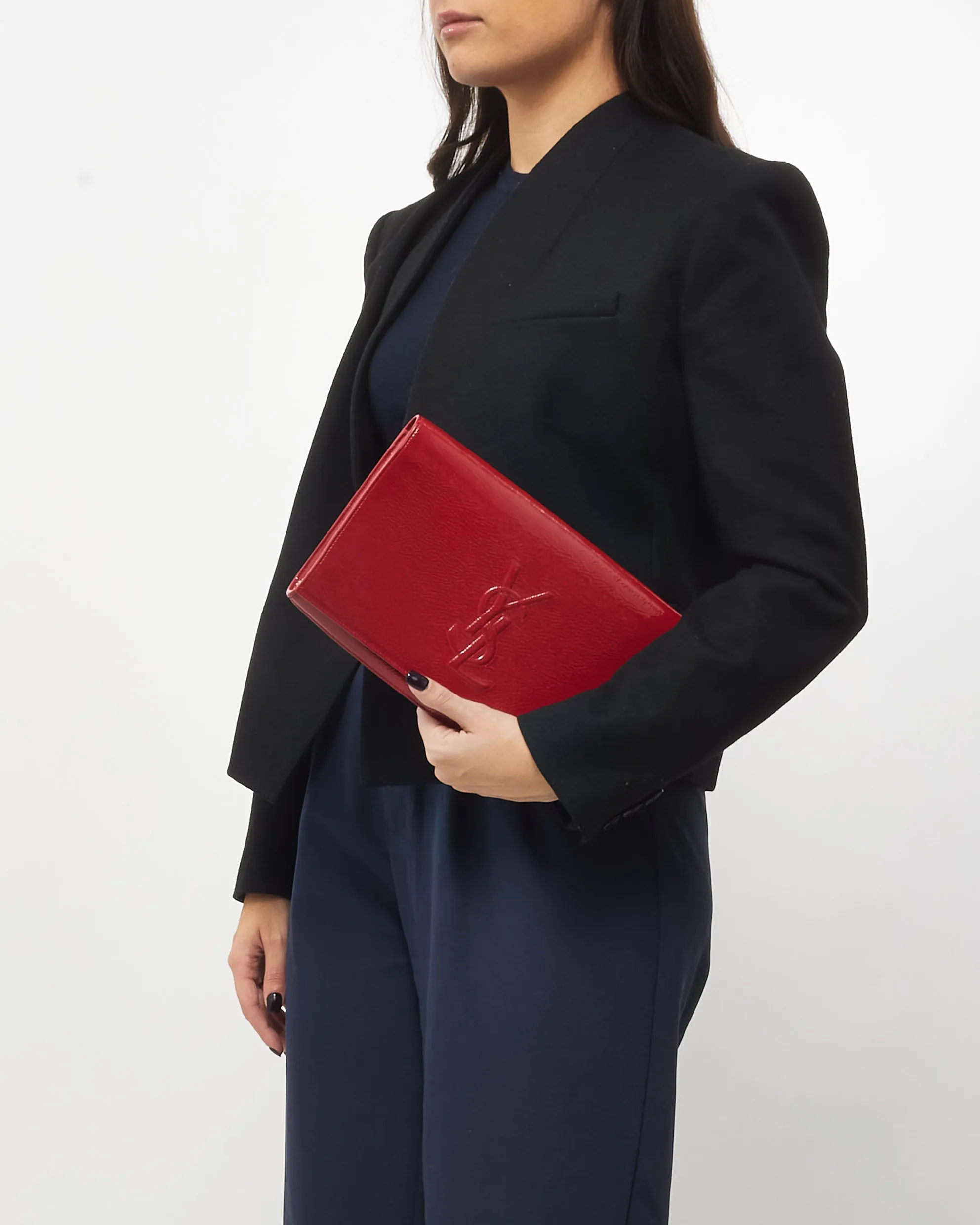 Saint Laurent Red Patent Leather YSL Belle De Jour Clutch Bag