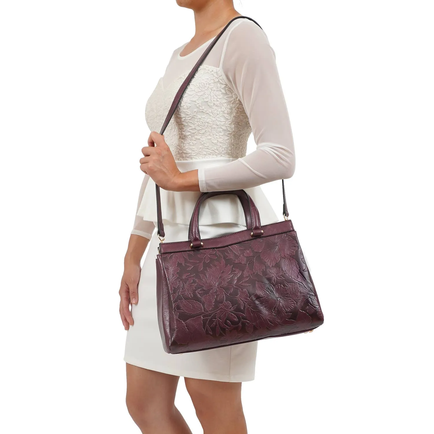 Salome 3D Embossed Floral Satchel