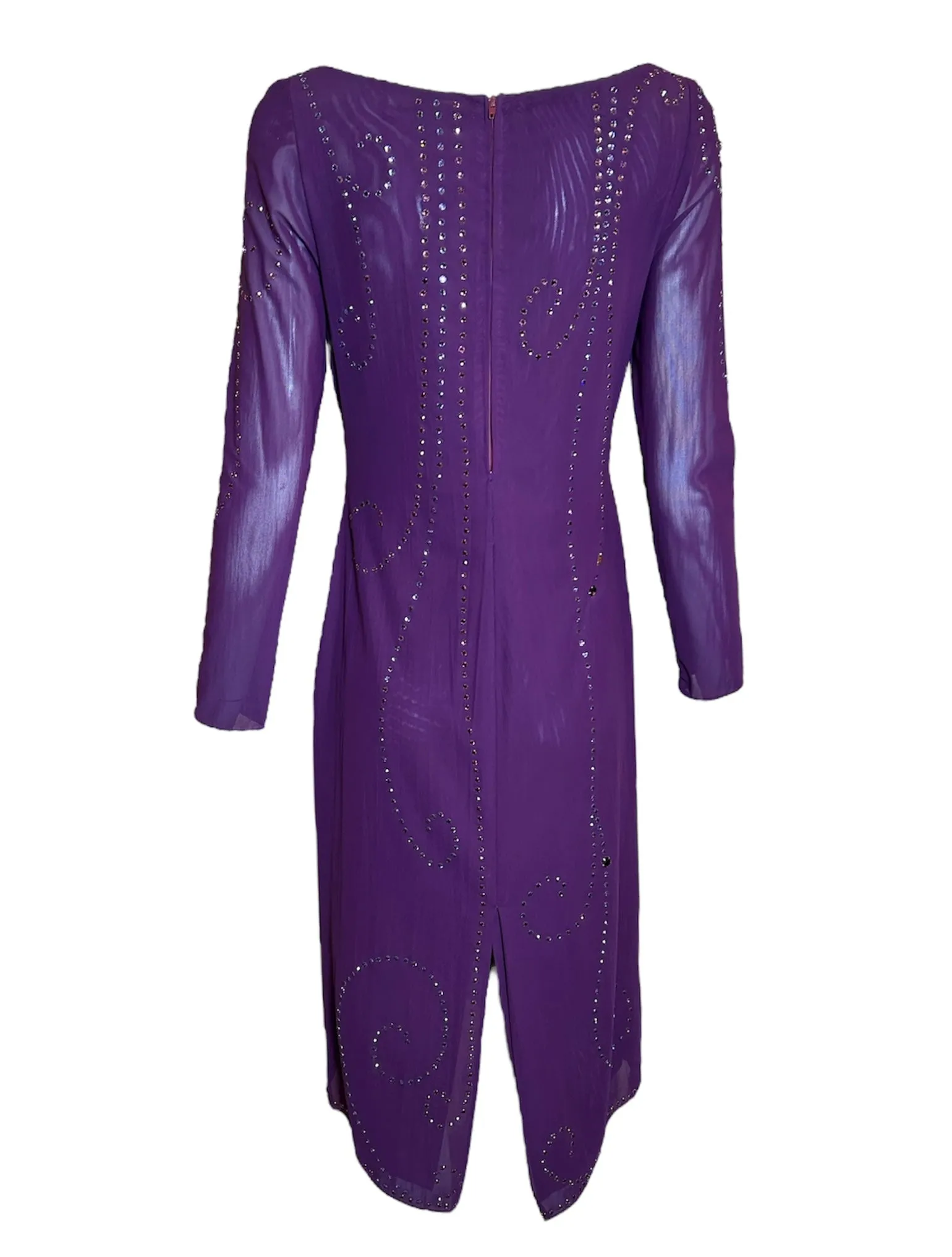Sant Angelo 70s Dress Purple Studded with Rhinestones