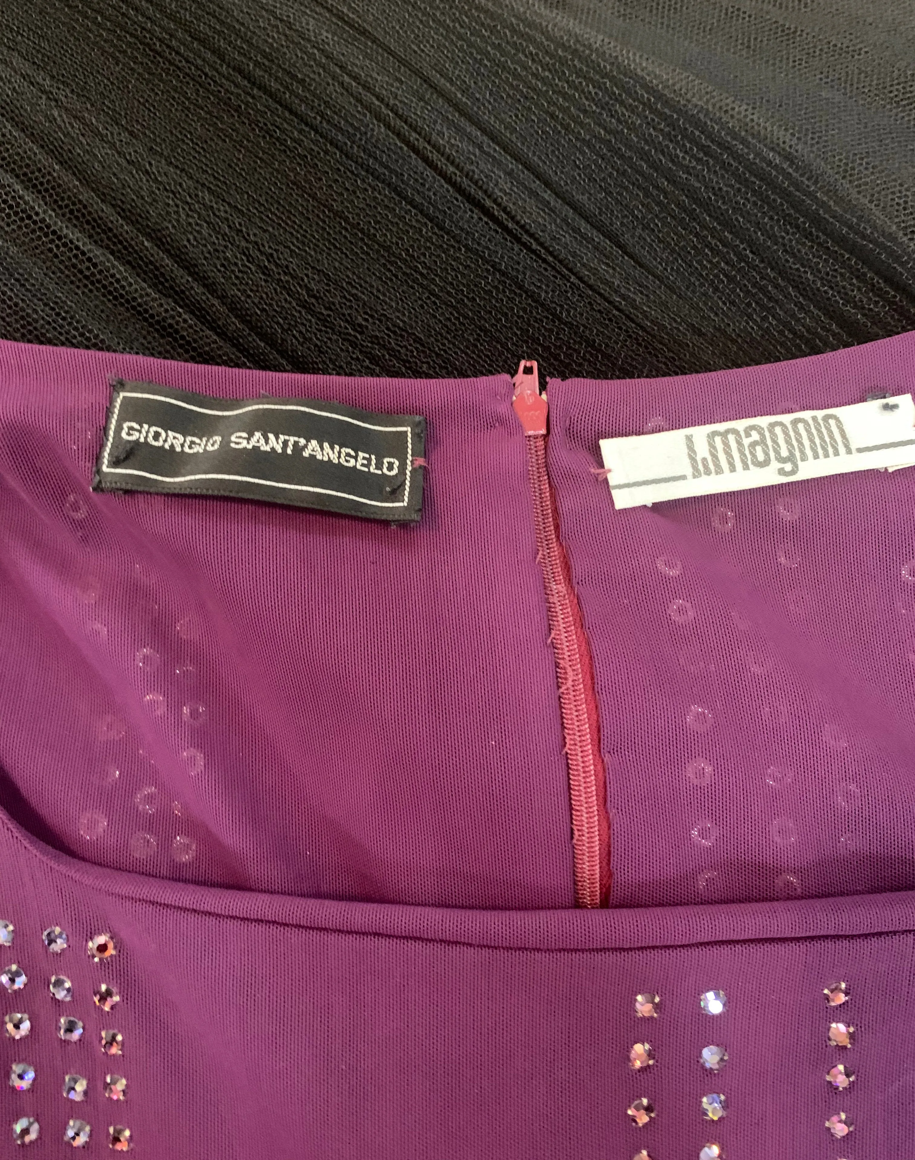 Sant Angelo 70s Dress Purple Studded with Rhinestones