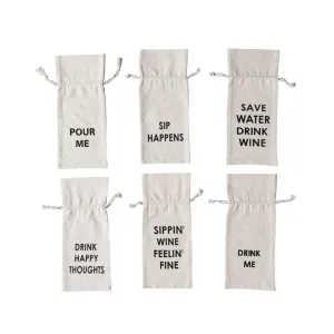 Save Water Drink Wine Cotton Wine Bag