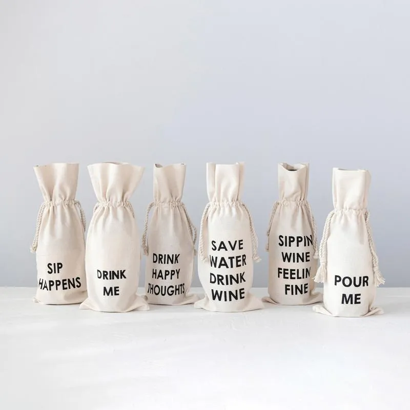 Save Water Drink Wine Cotton Wine Bag