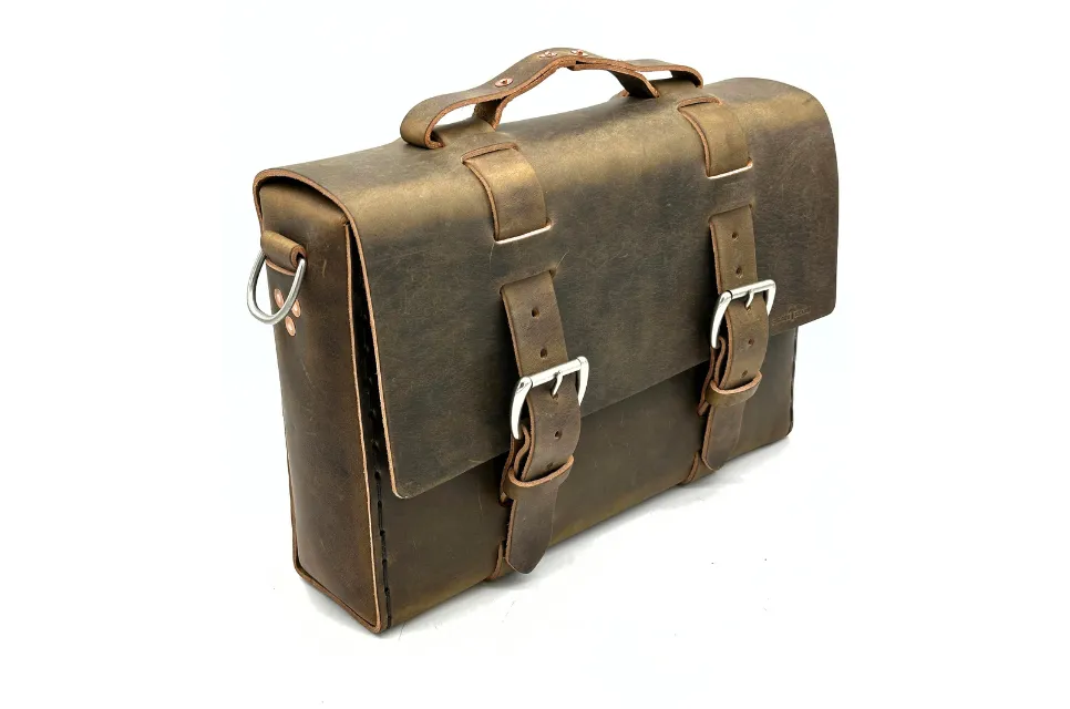 Seasoned No. 4313 - Minimalist Standard Leather Satchel in Crazy Horse with Removable Leather Divider