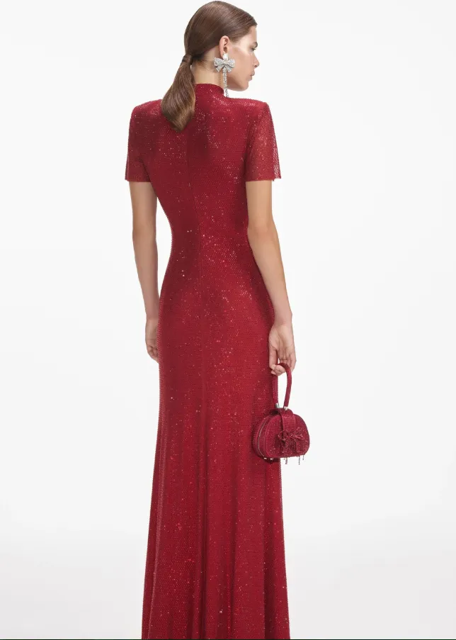 Self-Portrait  RHINESTONE MESH MAXI DRESS