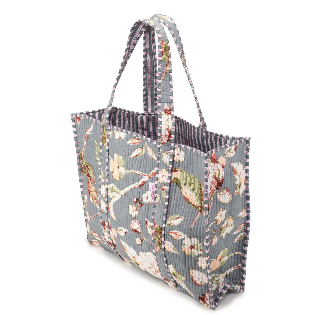 Serendipity Cotton Quilted Tote - Grey Meadow