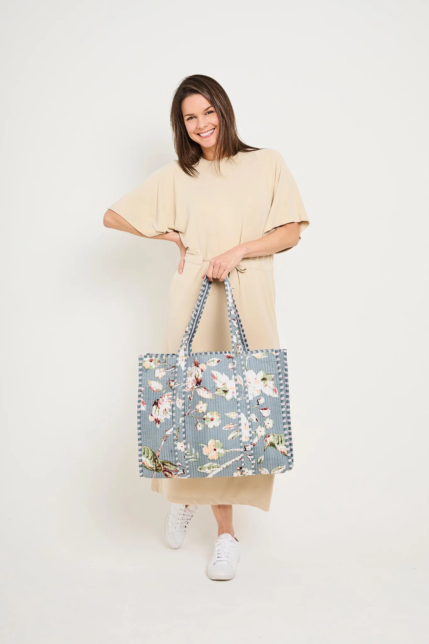Serendipity Cotton Quilted Tote - Grey Meadow