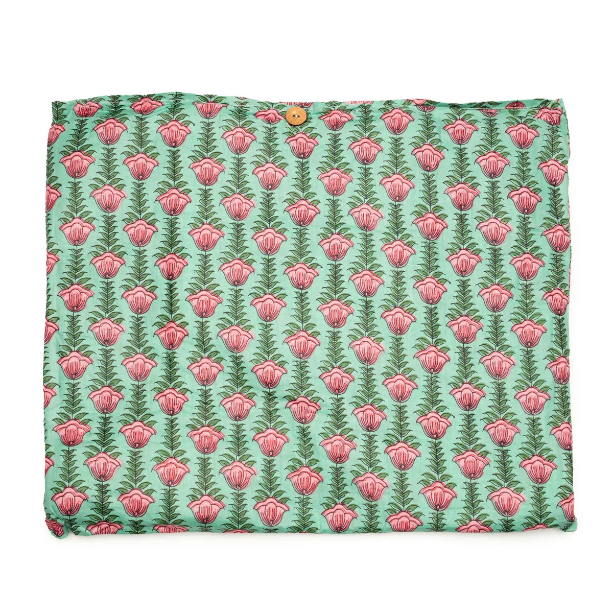 Serendipity Cotton Quilted Tote - Lt Green Lotus