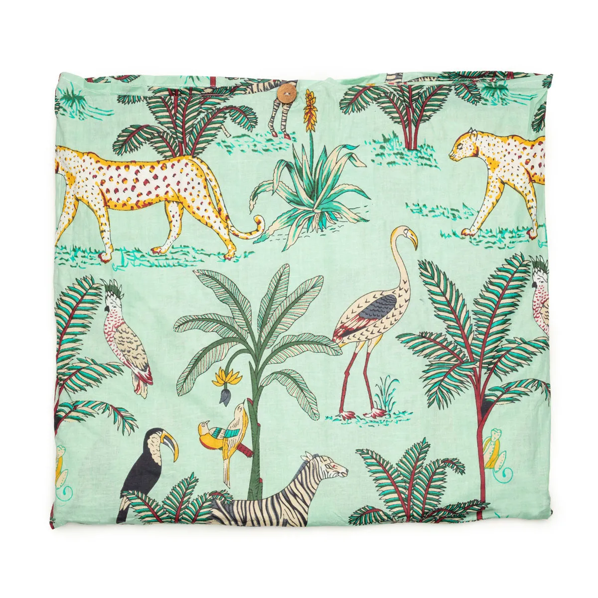Serendipity Cotton Quilted Tote - Mint Jungle