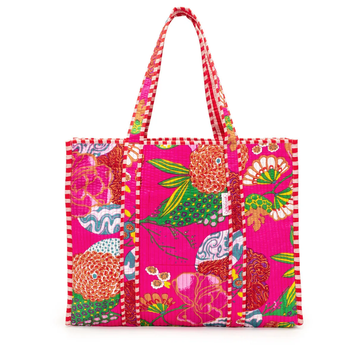 Serendipity Cotton Quilted Tote - Tropical Fuchsia