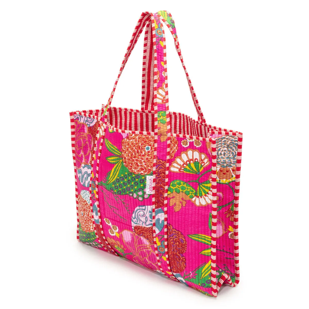 Serendipity Cotton Quilted Tote - Tropical Fuchsia