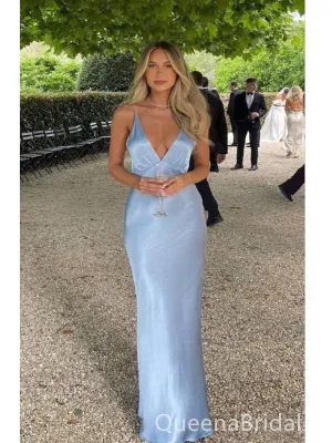 Sexy Mermaid Spaghetti Straps V-neck Maxi Long Party Prom Dresses, Evening Dress,WGP309