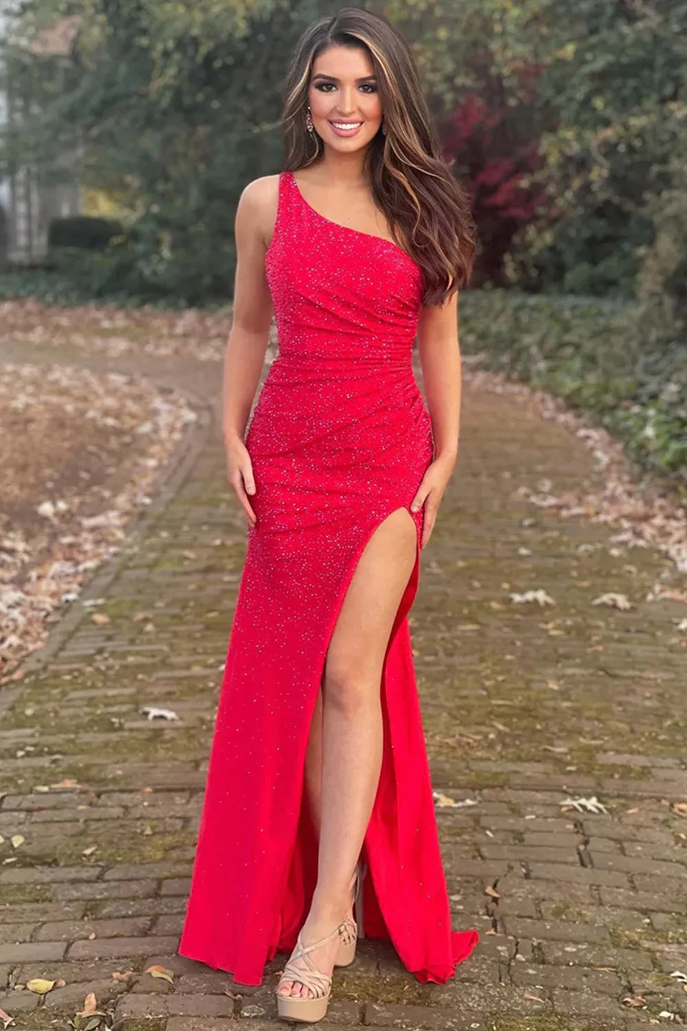 Sheath One Shoulder Black Long Prom Dress with Beading