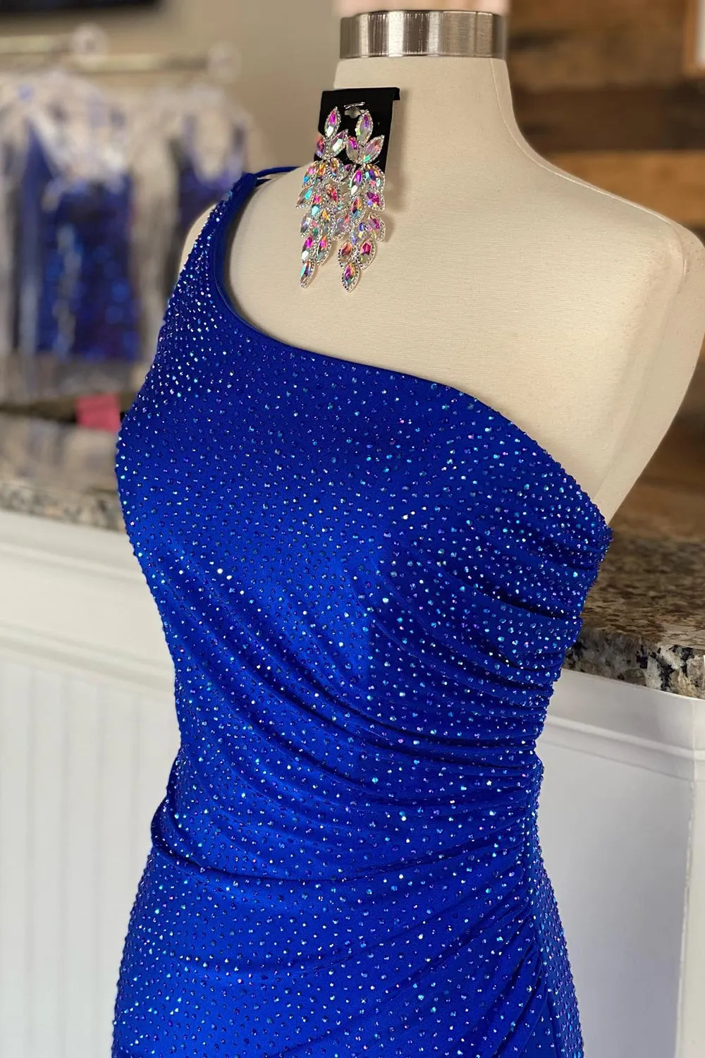Sheath One Shoulder Black Long Prom Dress with Beading