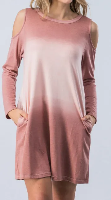 Shoulder Cut Out Mauve Dress