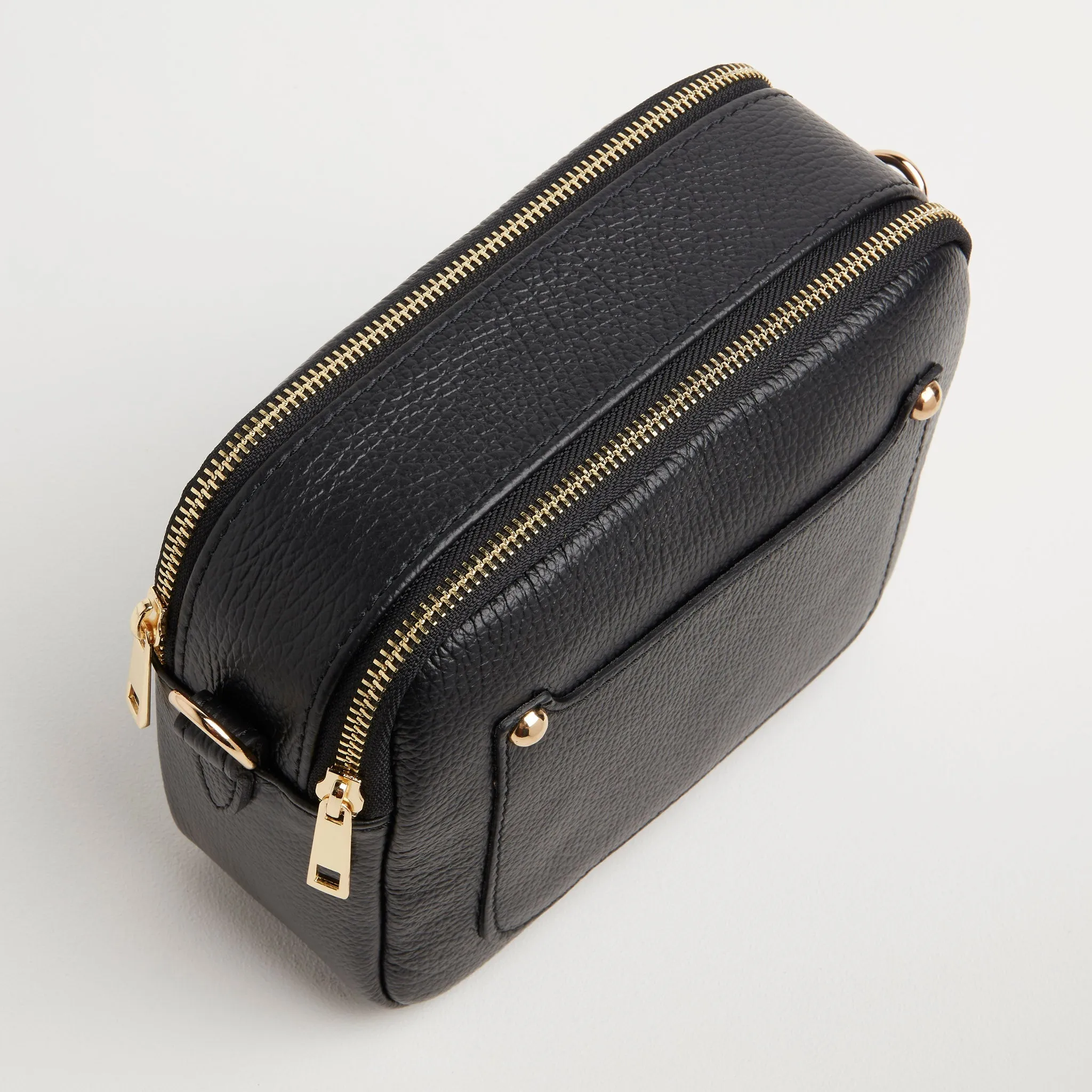 Sienna Crossbody Bag in Black with Black and White Chevron Strap