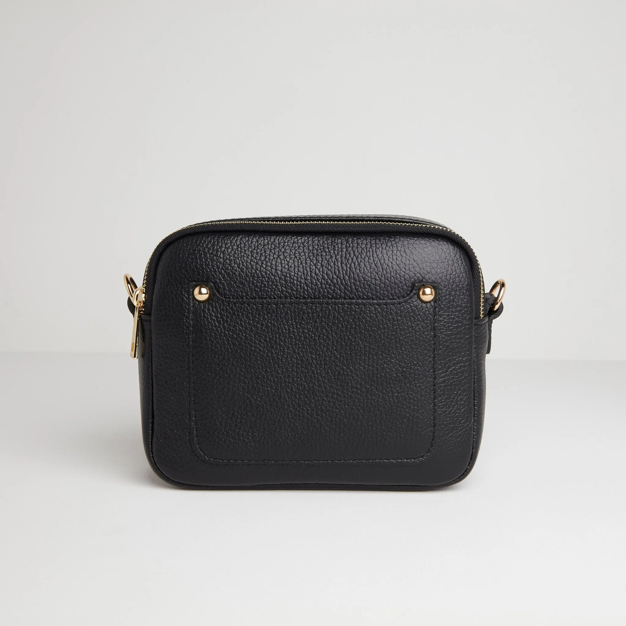 Sienna Crossbody Bag in Black with Black and White Chevron Strap