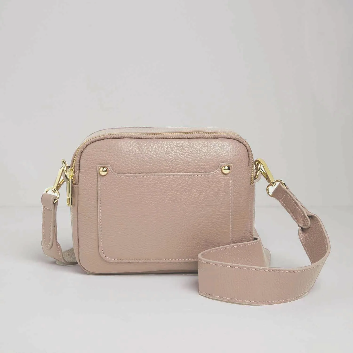 Sienna Crossbody Bag in Blush with Black and White Chevron Strap