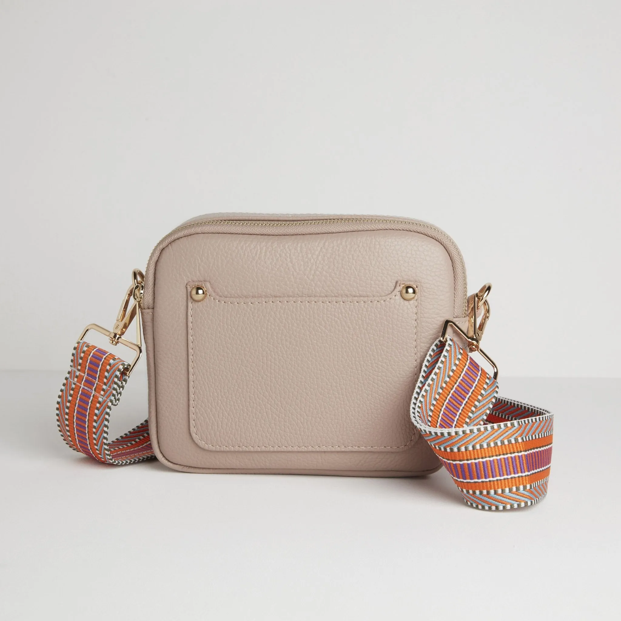 Sienna Crossbody Bag in Blush with Orange Aztec Strap