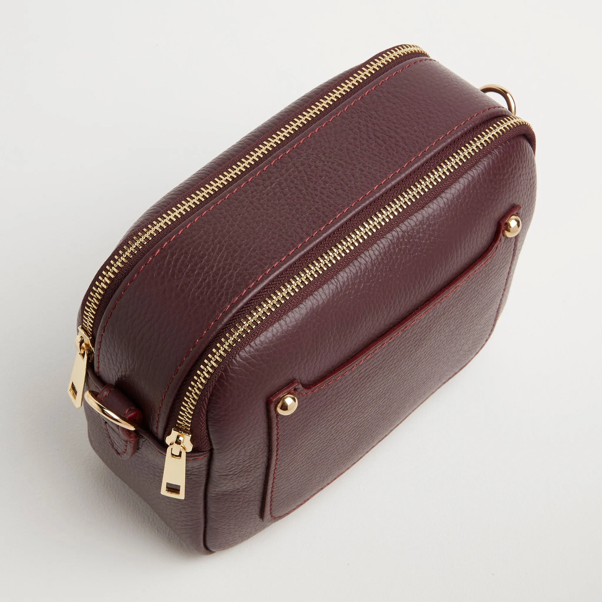 Sienna Crossbody Bag in Burgundy with Teal and Brown Leopard Strap
