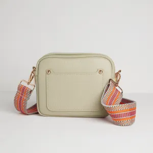 Sienna Crossbody Bag in Cream with Orange Aztec Strap