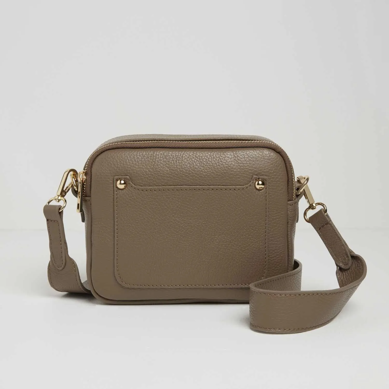 Sienna Crossbody Bag in Dark Taupe with Pastel Strap