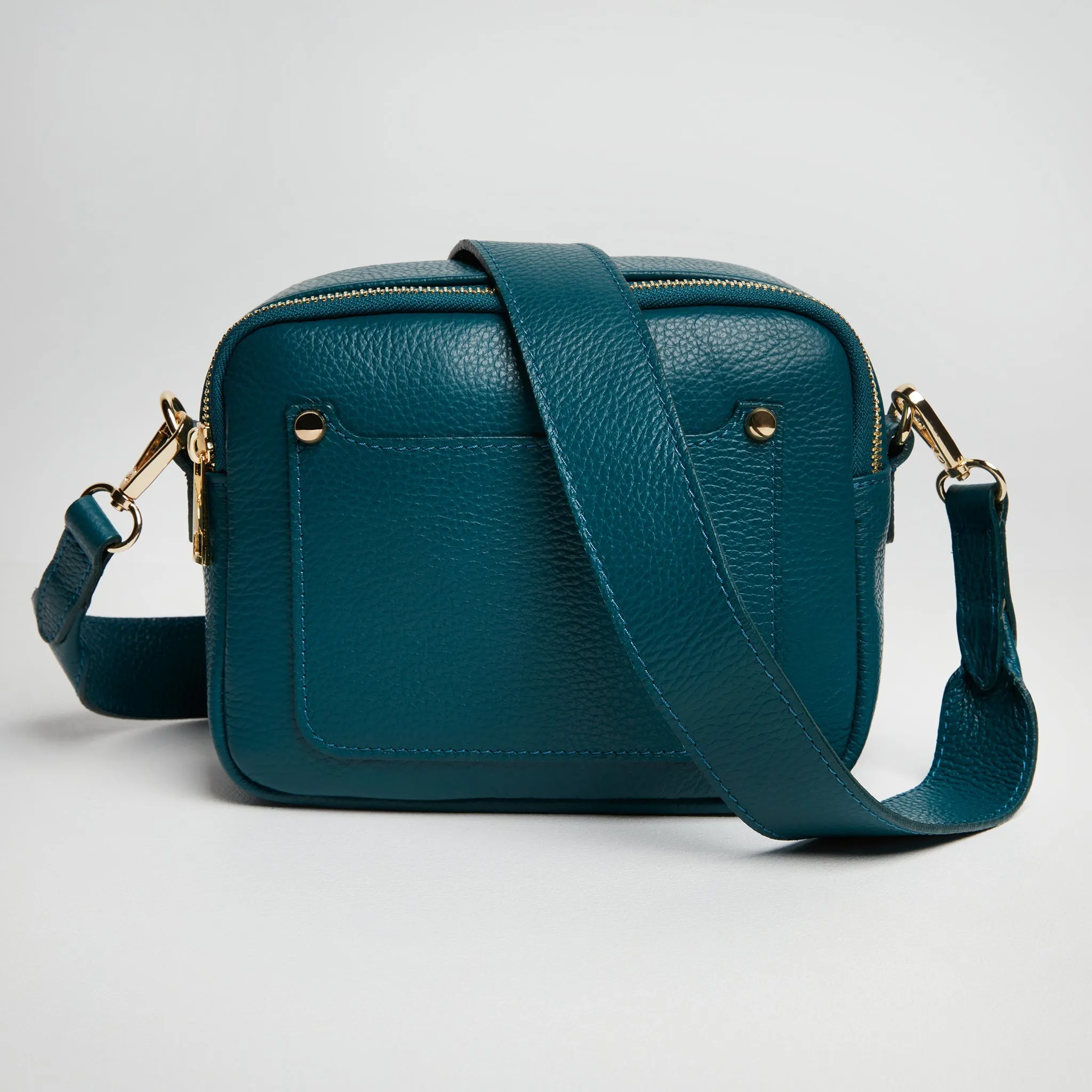 Sienna Crossbody Bag in Teal with Orange and Navy Boho Strap