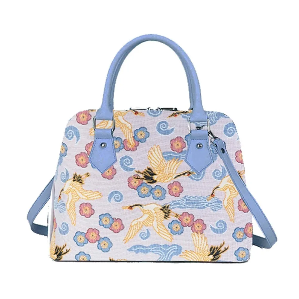 Signare Japanese Crane Top Handle Shoulder Bag (Convertible)