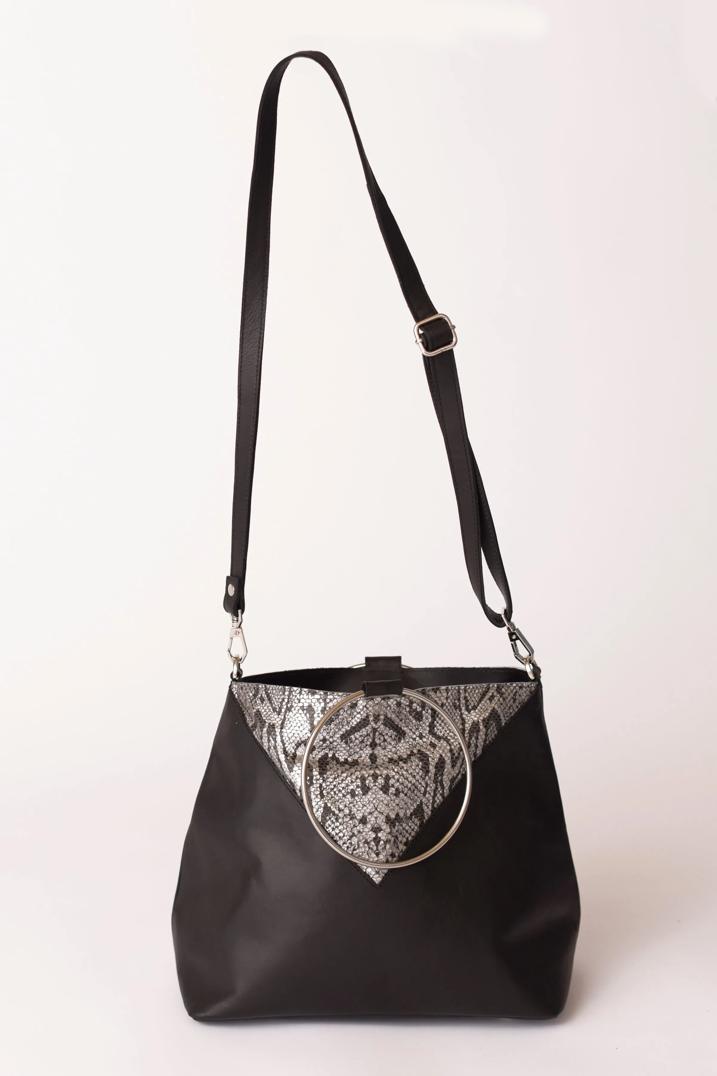 Signature Satchel - Black/Black and Silver Python
