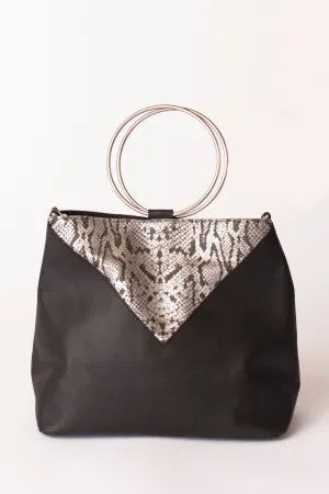 Signature Satchel - Black/Black and Silver Python