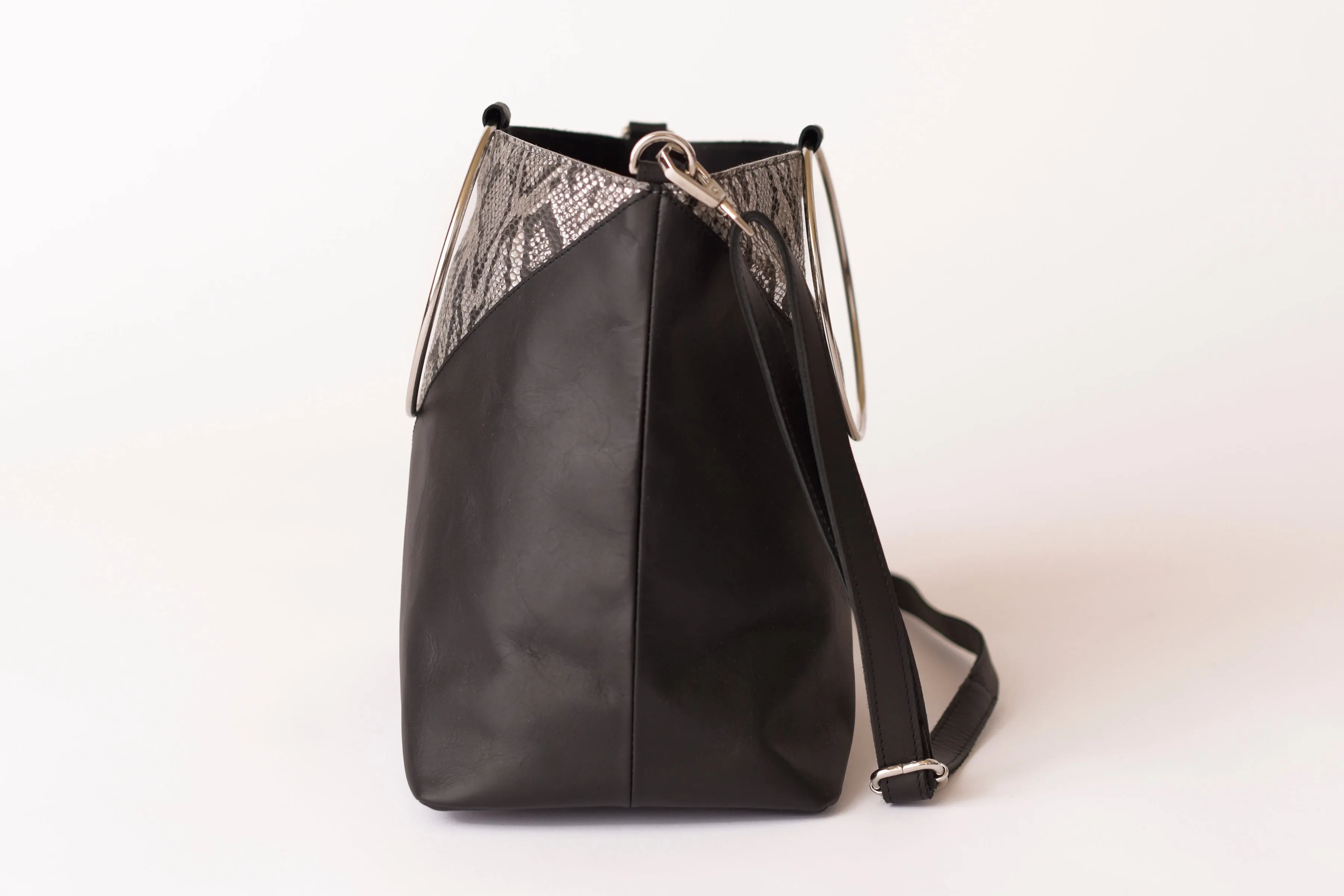Signature Satchel - Black/Black and Silver Python