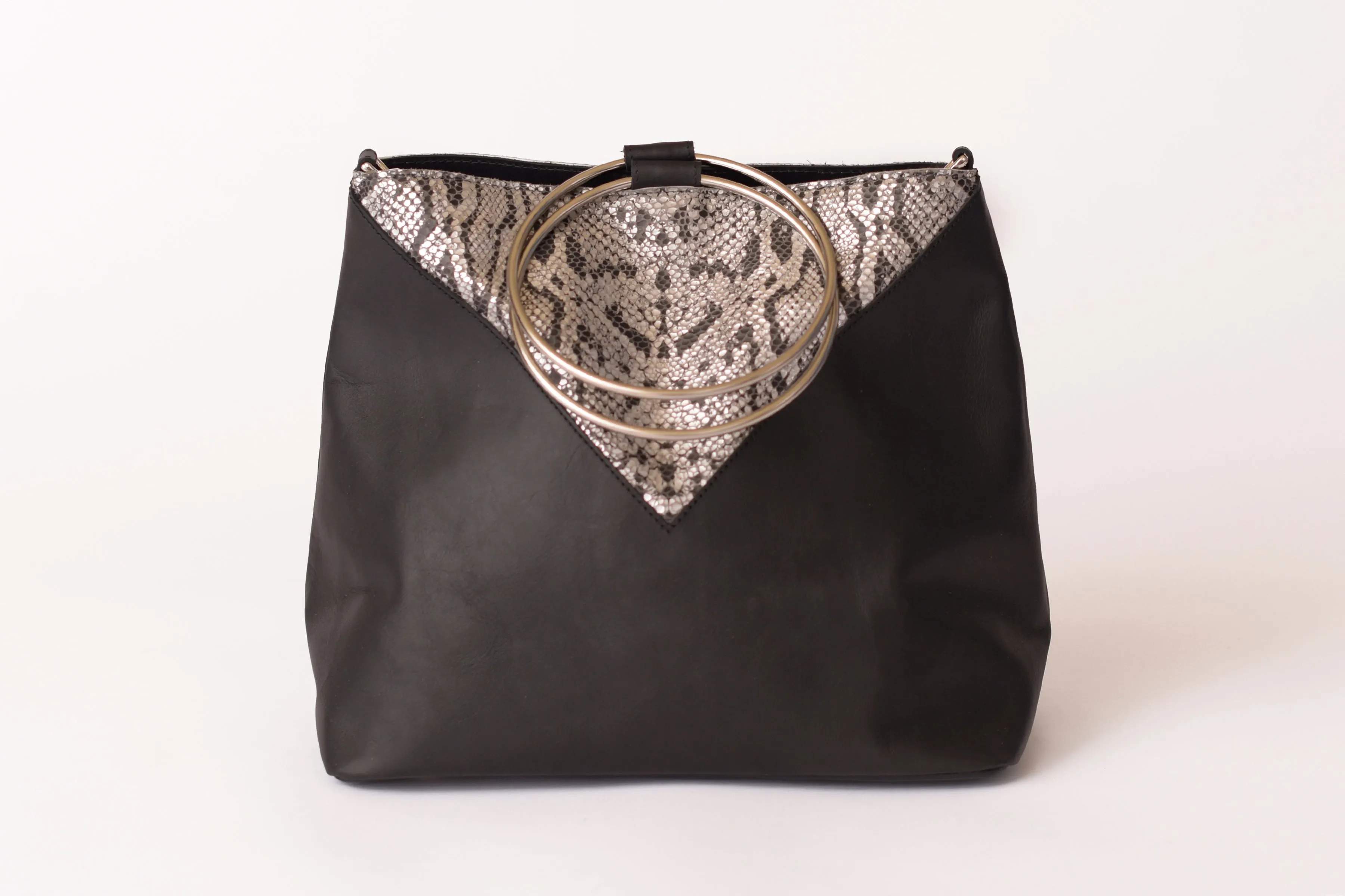 Signature Satchel - Black/Black and Silver Python
