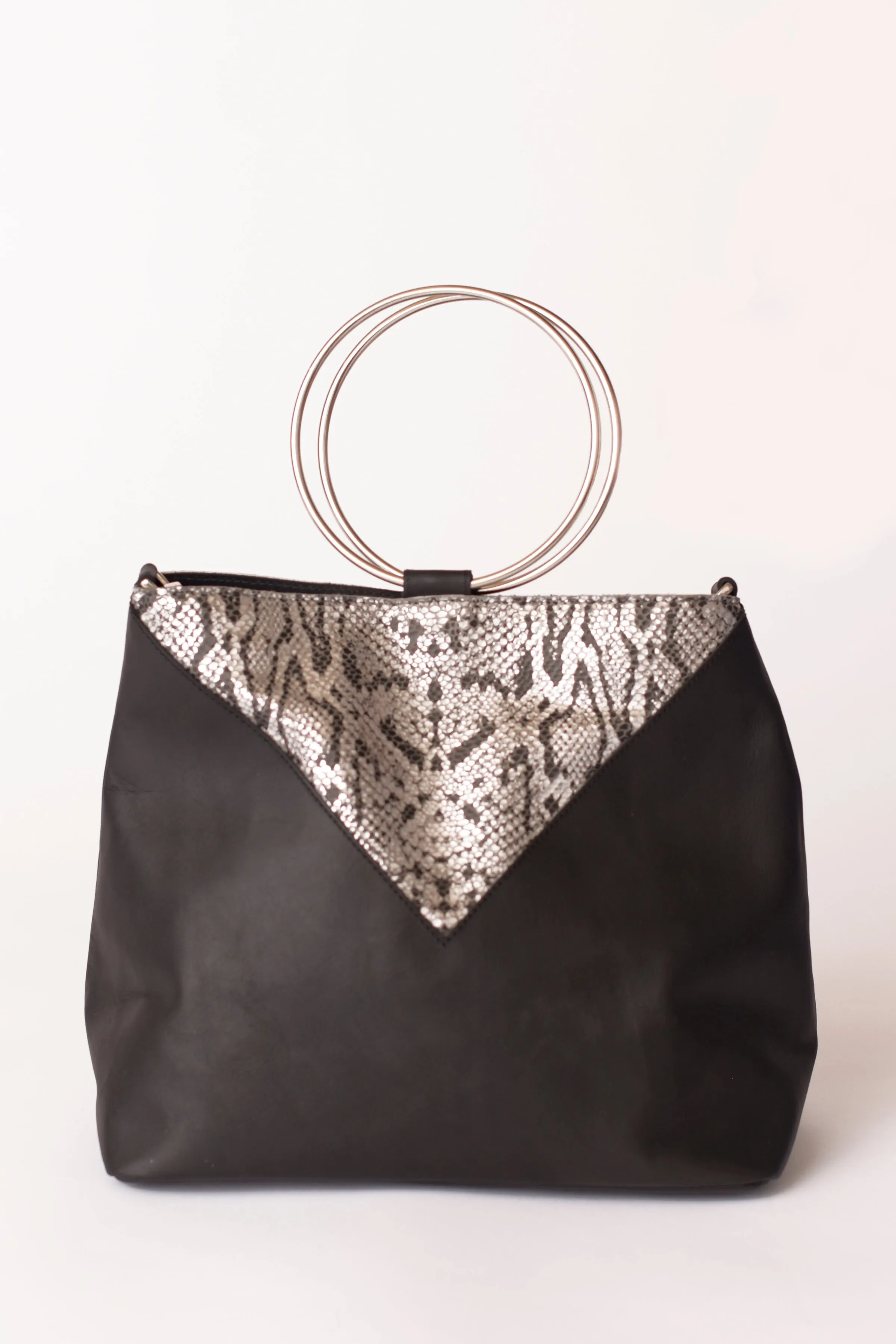 Signature Satchel - Black/Black and Silver Python