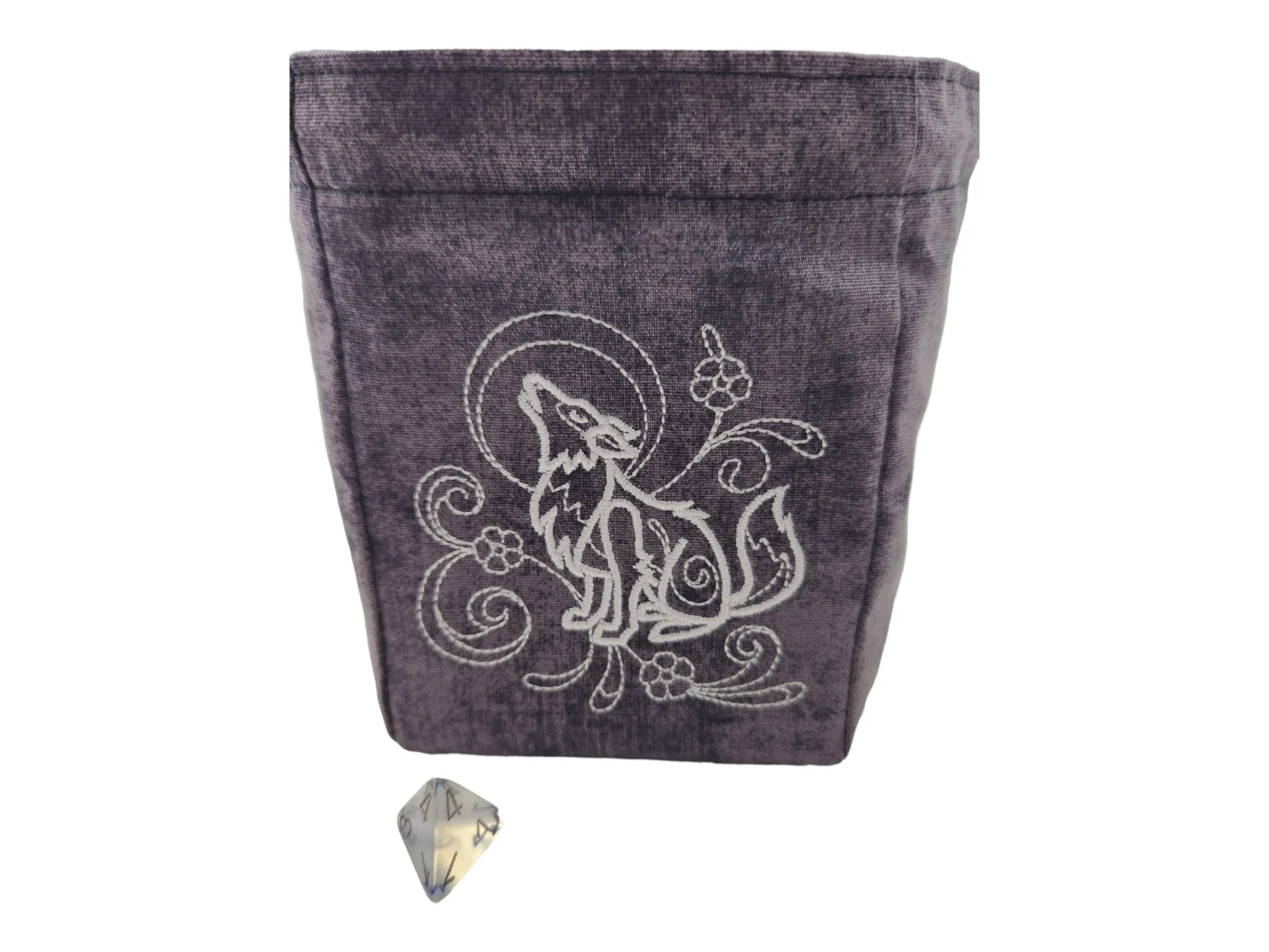 Silver Wolf Dice Bag