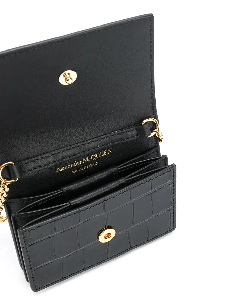 Skull-Stud Chain Wallet in Black