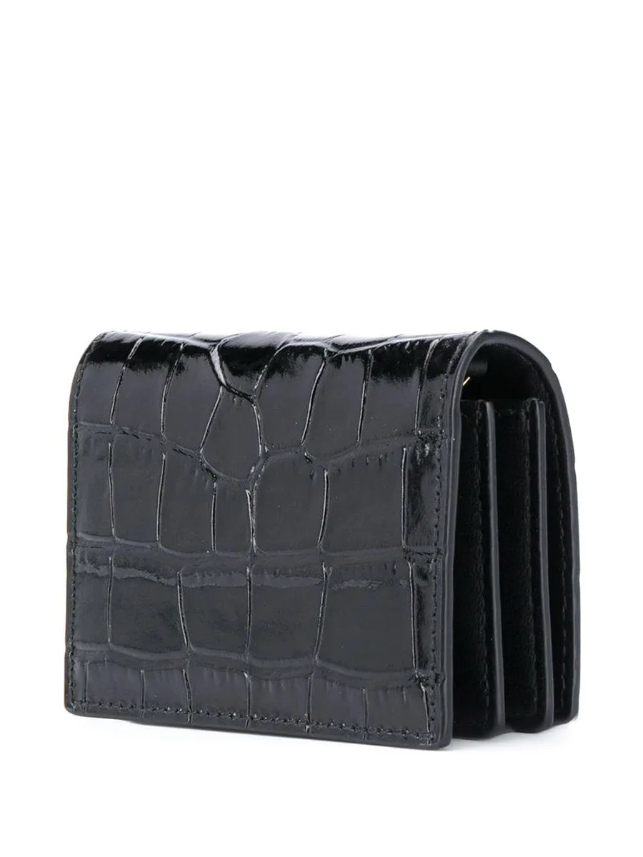 Skull-Stud Chain Wallet in Black