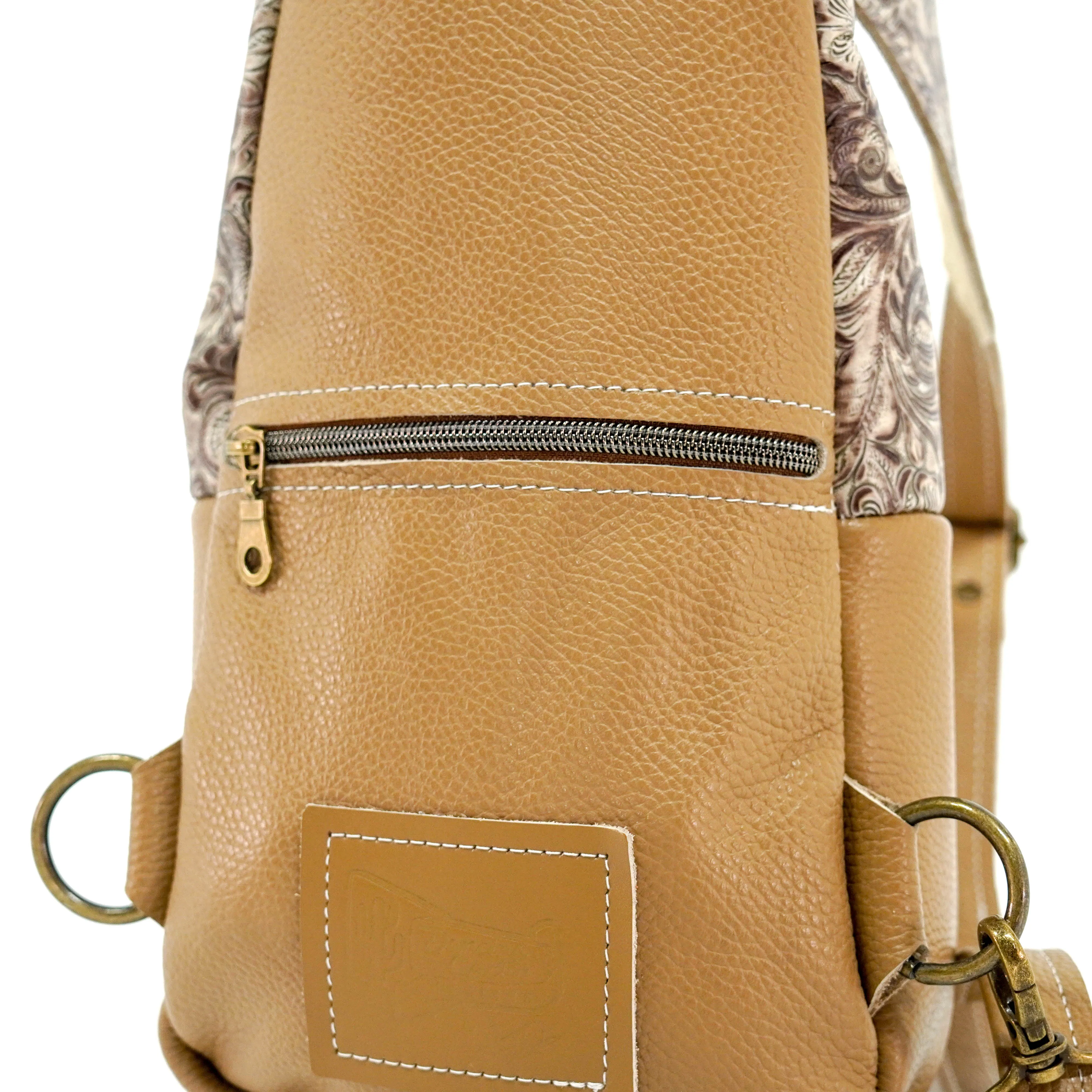 Sling Bag - Chocolate & White w/ Wildflower