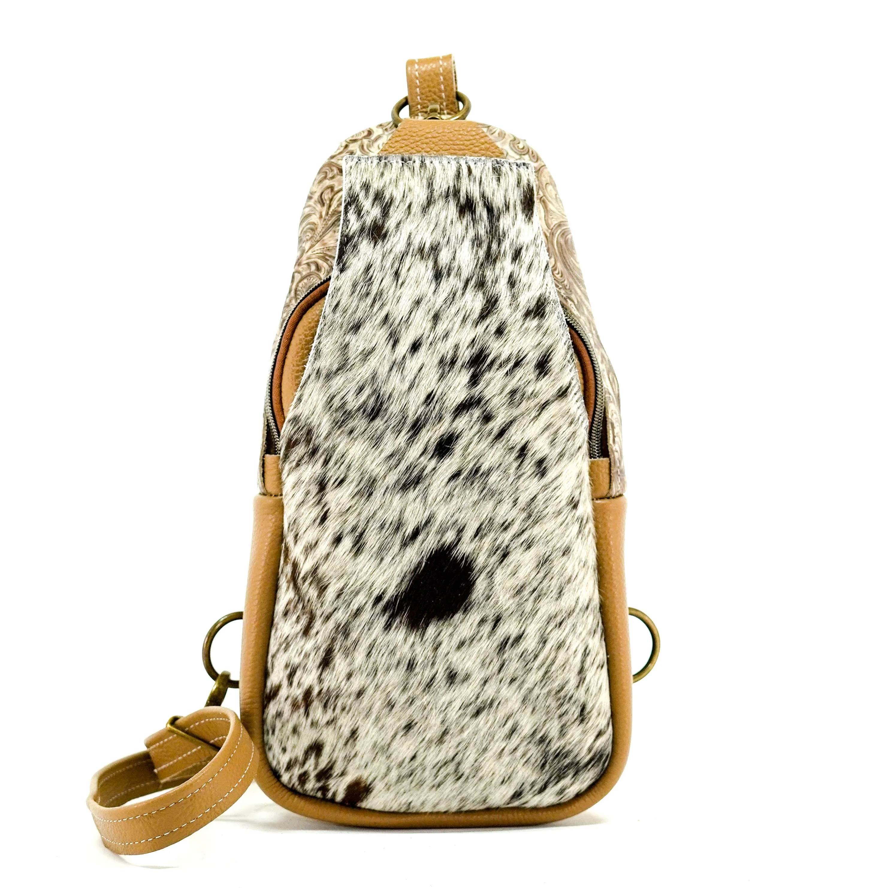 Sling Bag - Chocolate & White w/ Wildflower