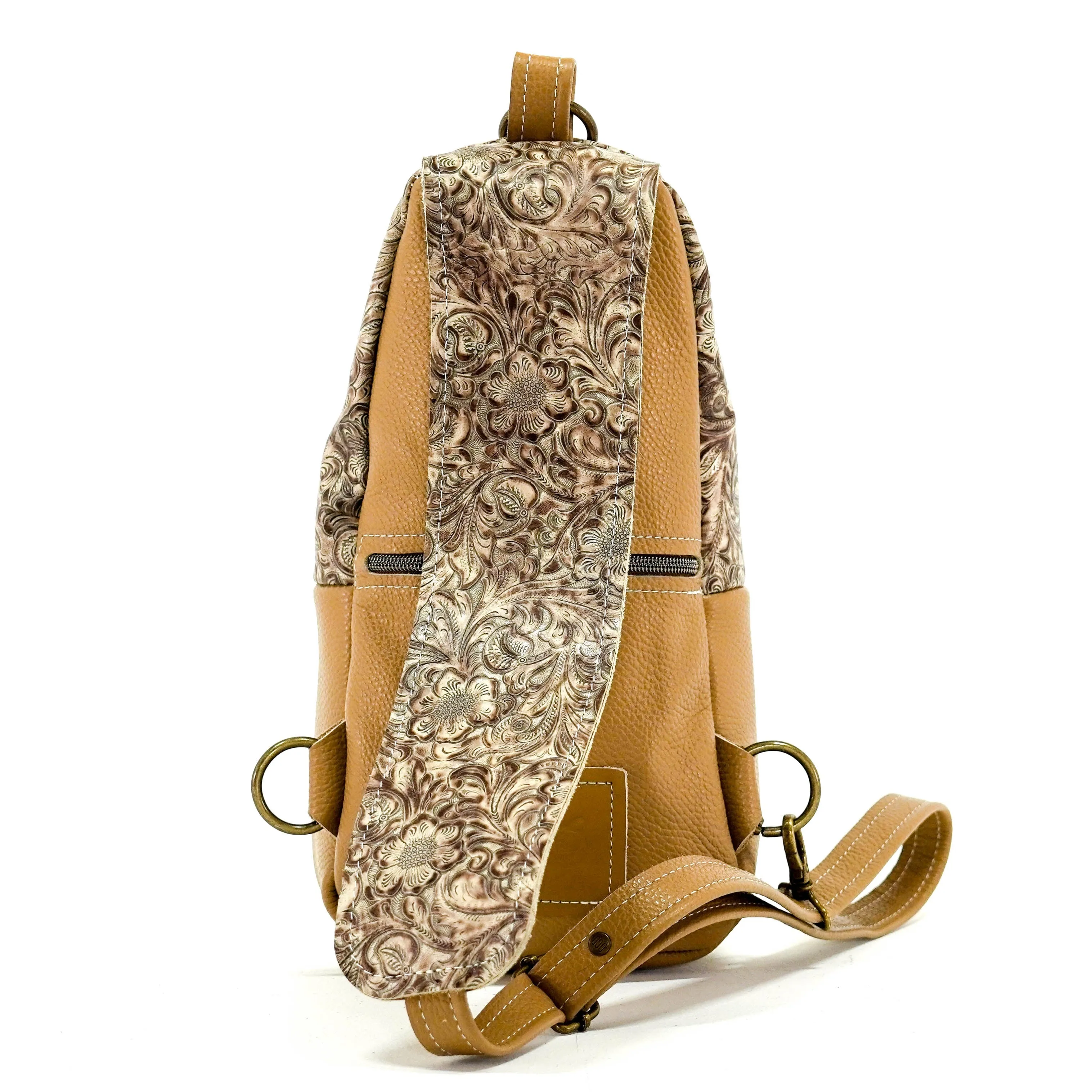Sling Bag - Chocolate & White w/ Wildflower