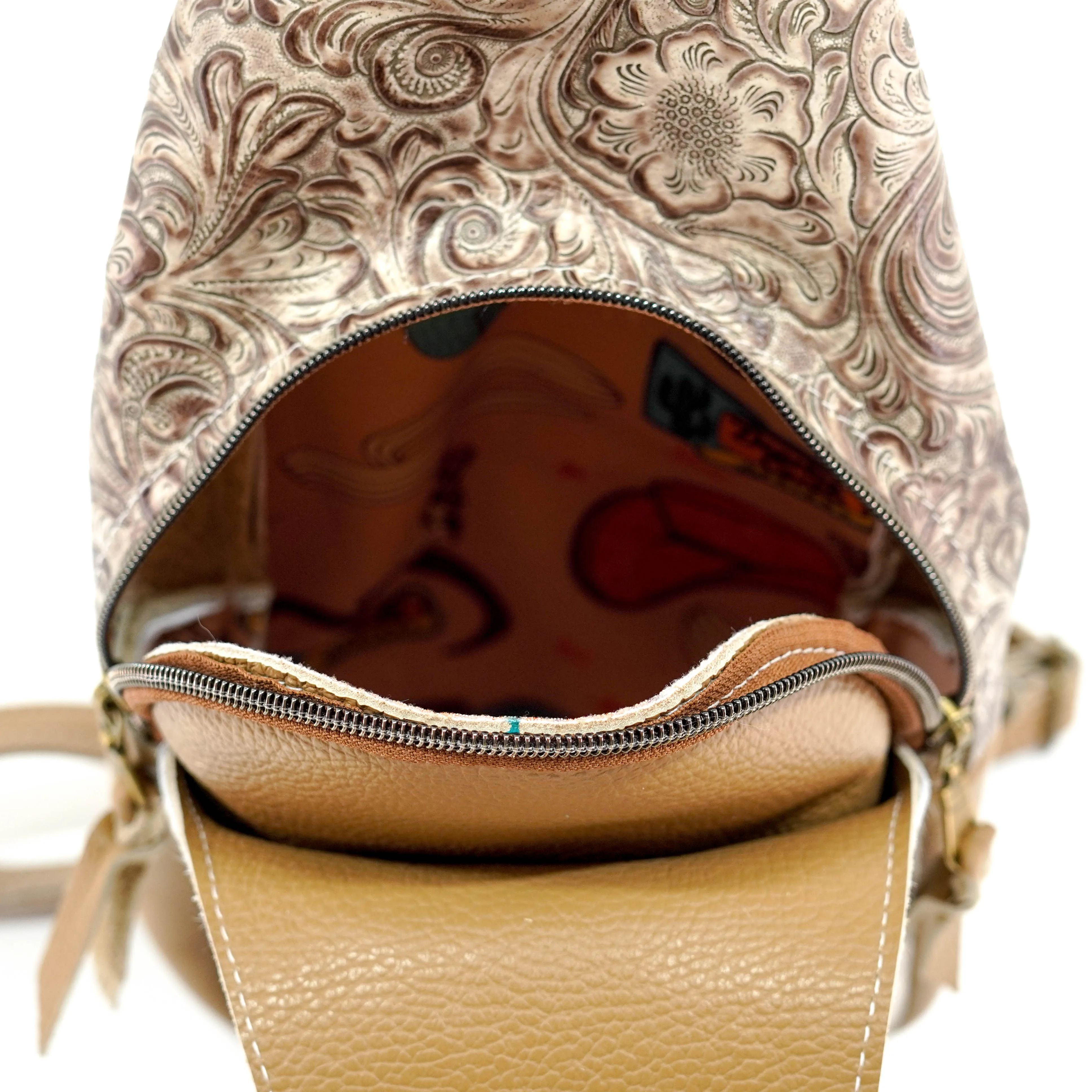 Sling Bag - Chocolate & White w/ Wildflower
