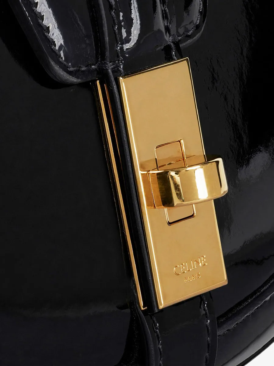 Small Besace 16 Bag in Patent Calfskin Black