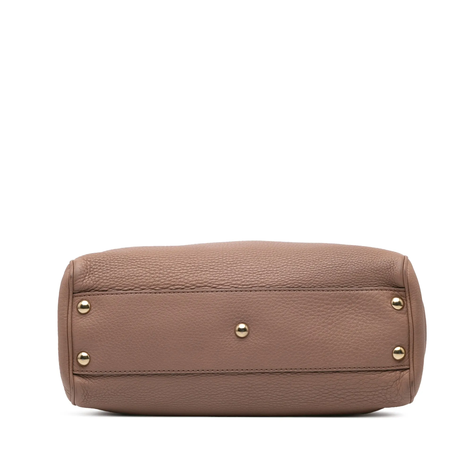 Small Calfskin Bamboo Shopper Satchel