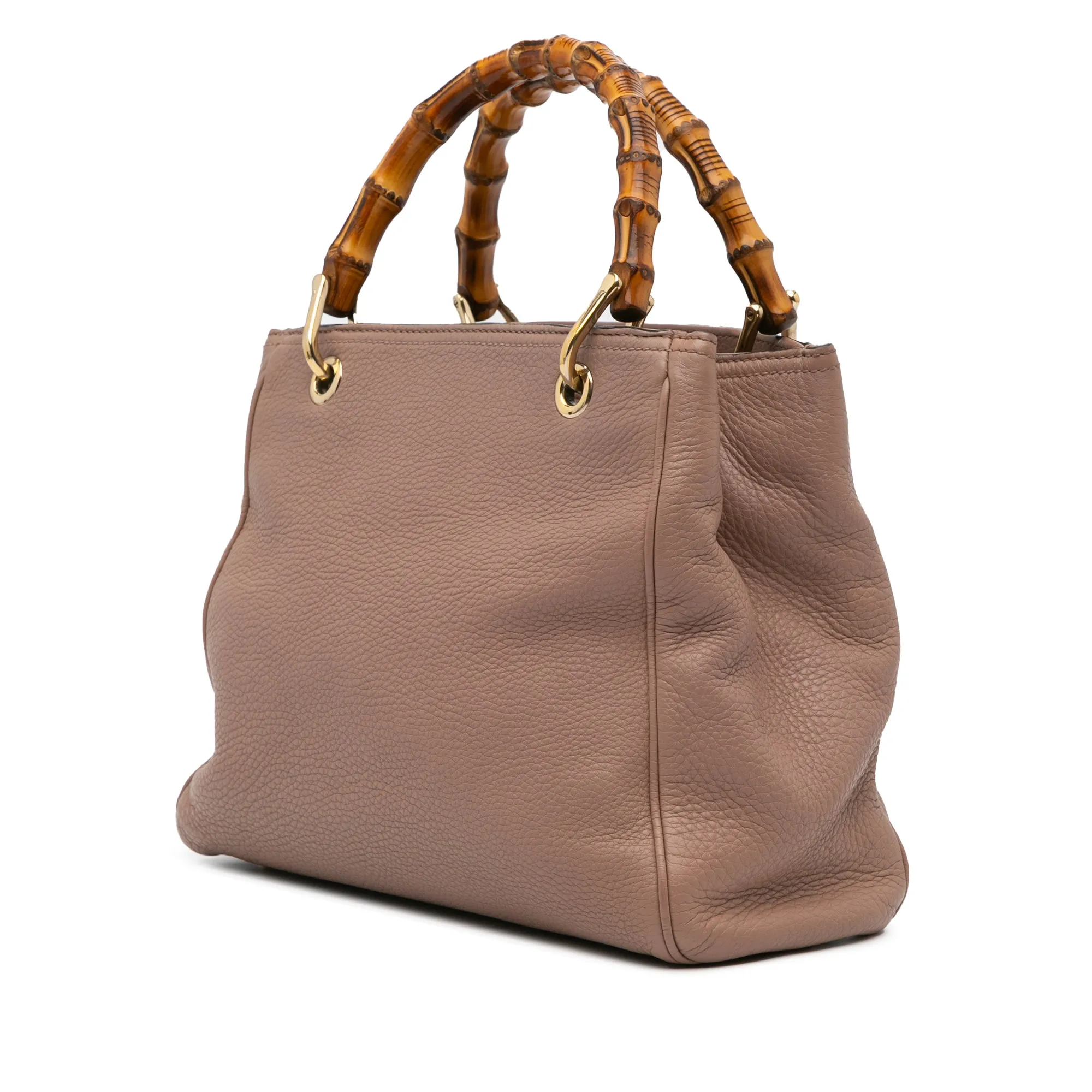 Small Calfskin Bamboo Shopper Satchel