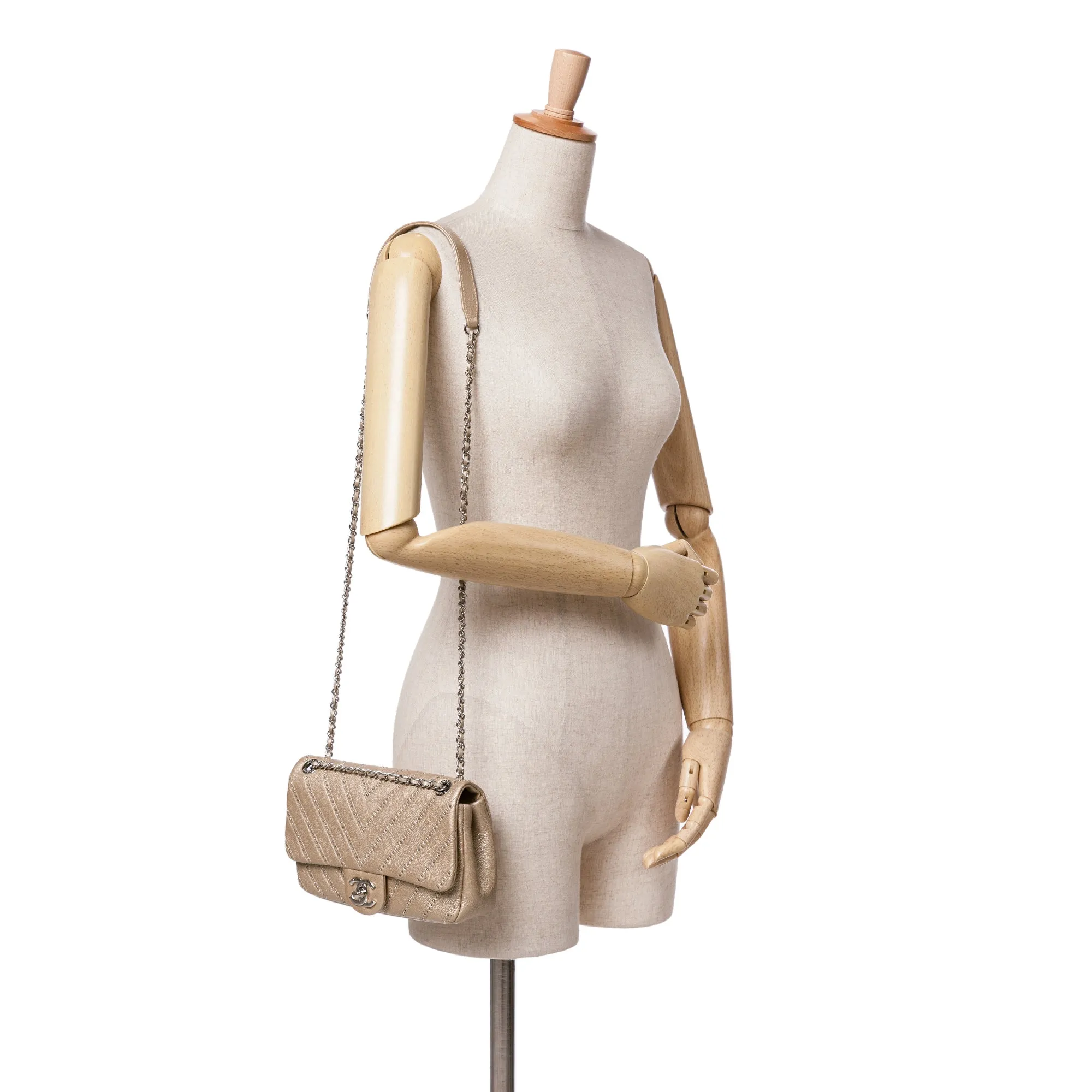 Small Chevron Studded Calfskin Flap