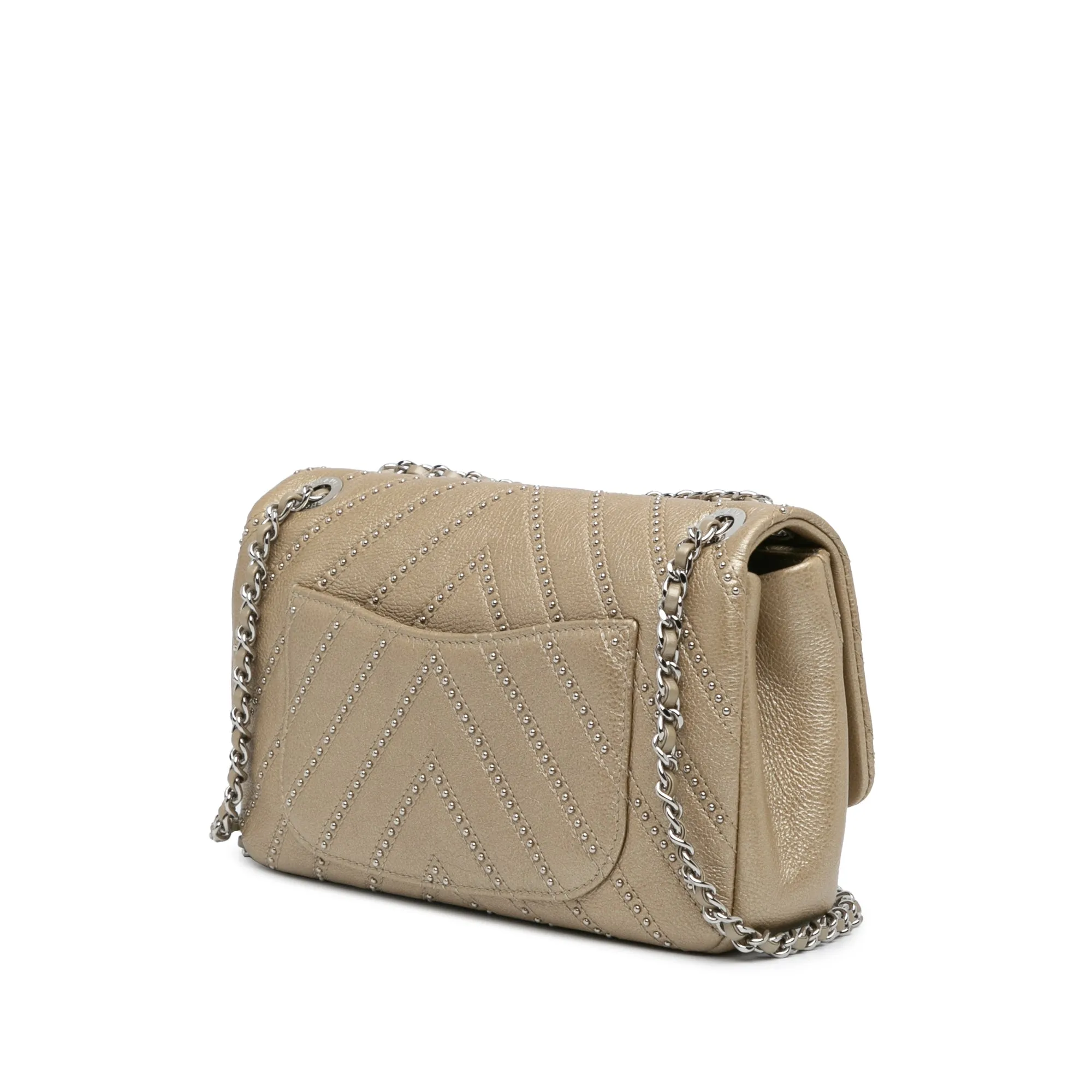 Small Chevron Studded Calfskin Flap