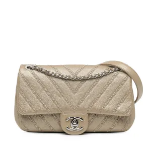 Small Chevron Studded Calfskin Flap