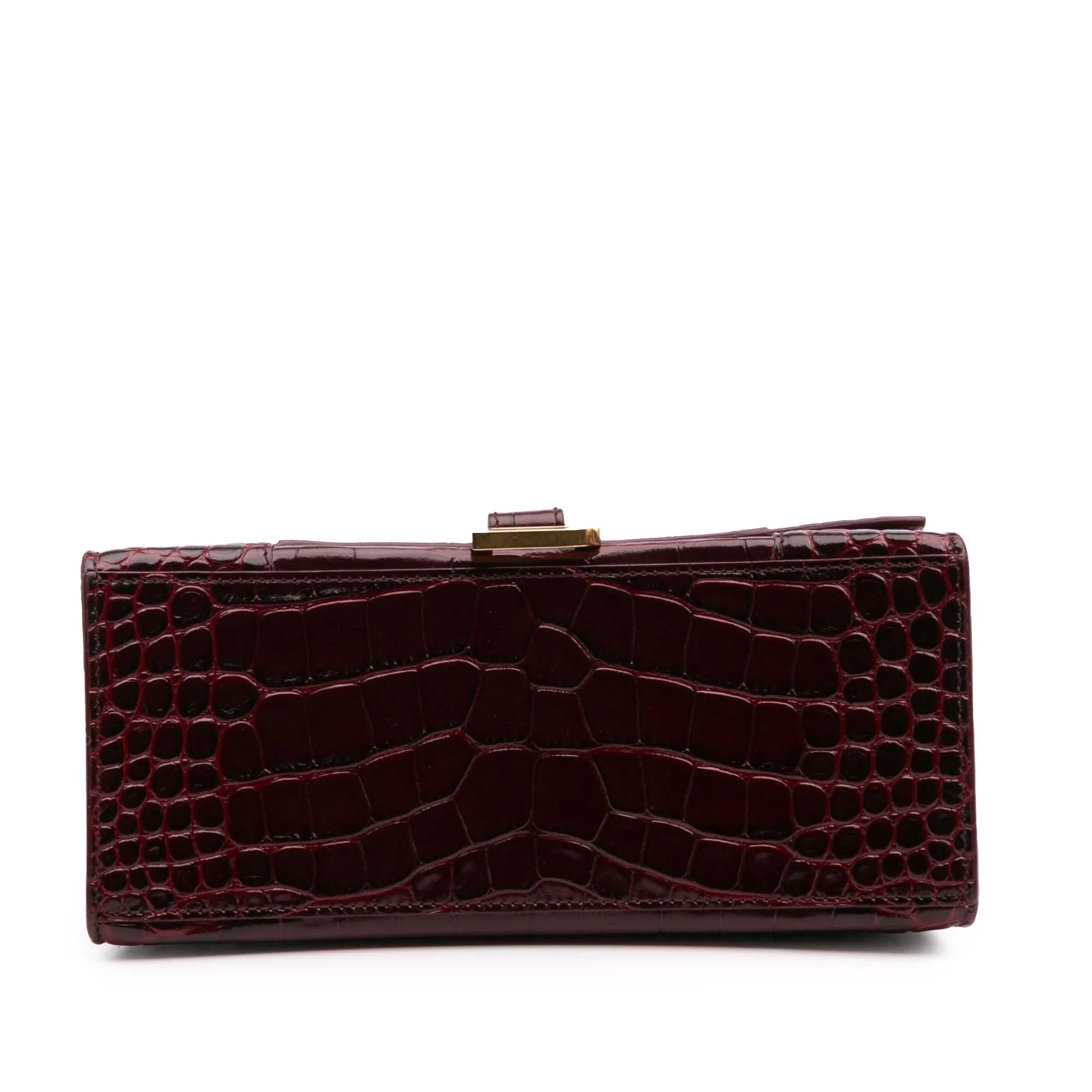 Small Croc Embossed Hourglass Top Handle Bag